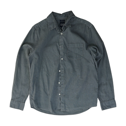 Gray Solid Long Sleeve Button Down