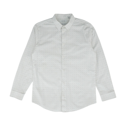 White Plus Polka Dot Long Sleeve Button Down