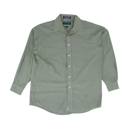 Green Solid Long Sleeve Button Down