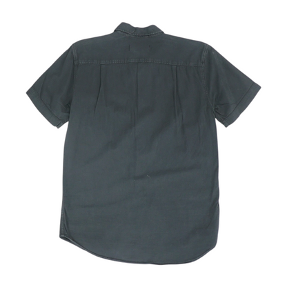 Black Solid Short Sleeve Button Down