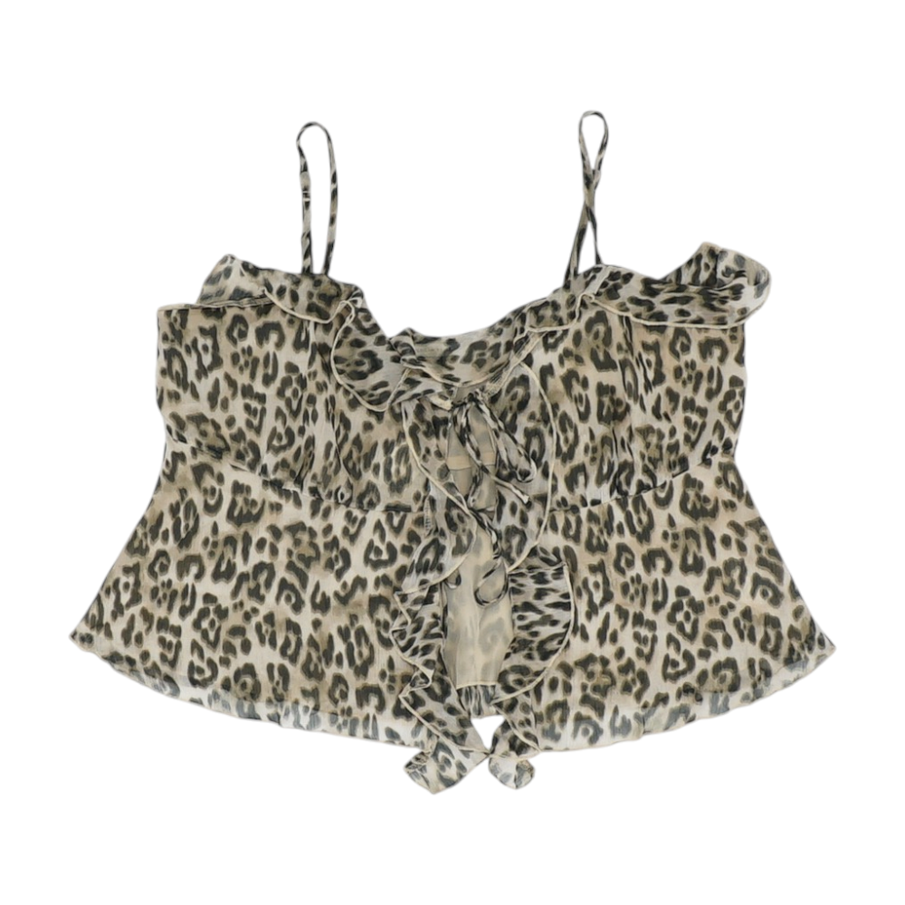 American Eagle Beige Animal Print Blouse – Image 1