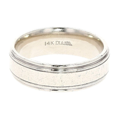 14K White Gold Textured Wedding Band