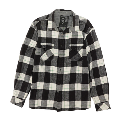 Black Check Flannel Button Down