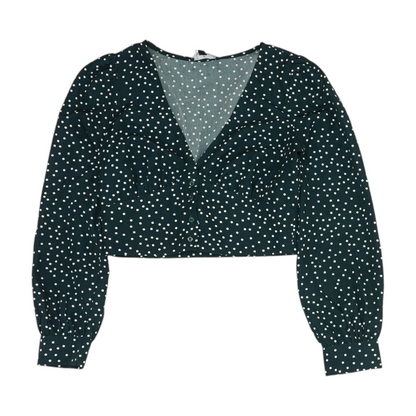 Green Polka Dot Cropped Blouse