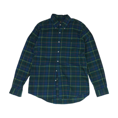 Green Plaid Long Sleeve Button Down