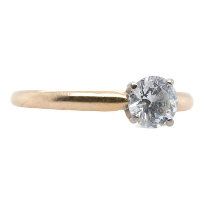 14K Two Tone Gold Round Diamond Solitaire Engagement Ring