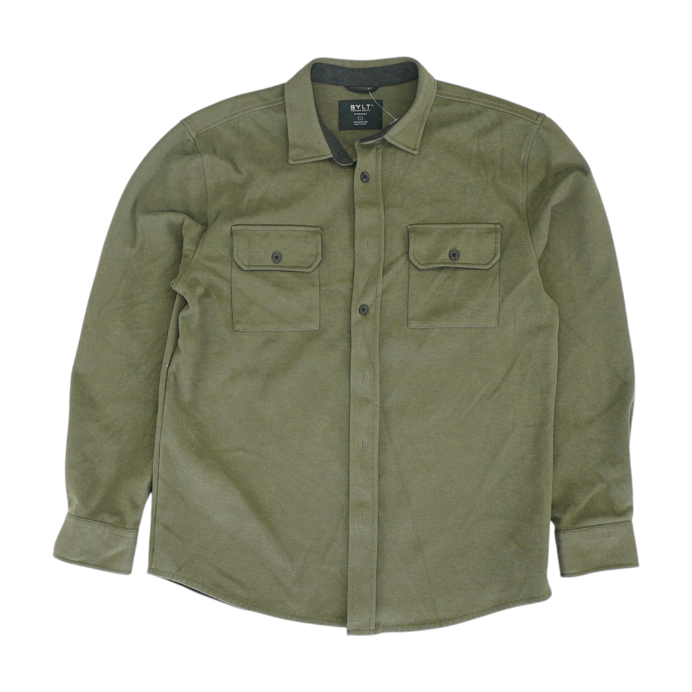 BYLT Green Solid Flannel Button Down – Image 1