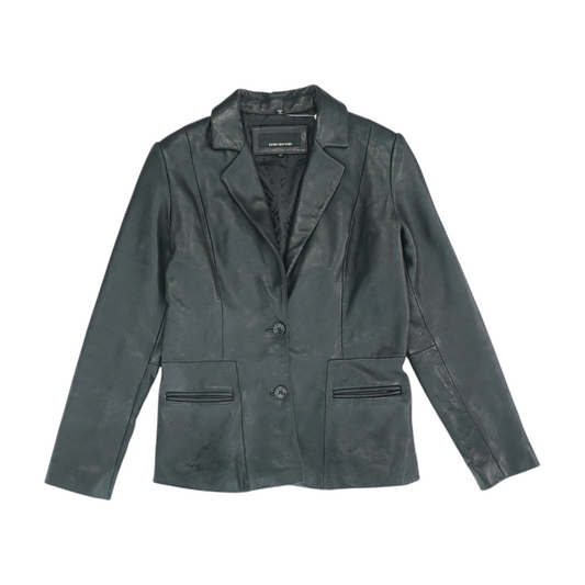 Black Solid Leather Jacket