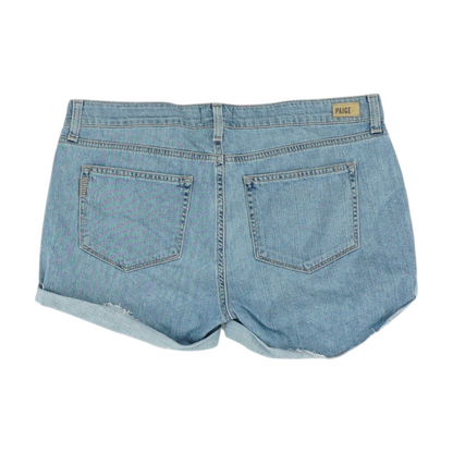 Blue Solid Denim Shorts