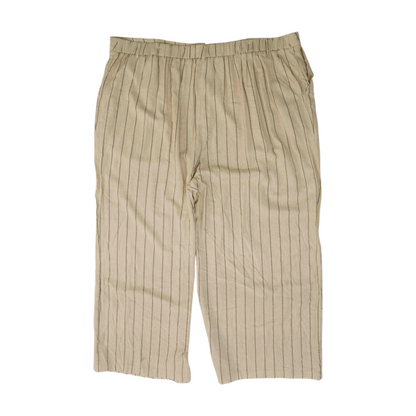 Beige Plus Size Striped Wide Leg Pants