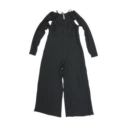 Black Plus Striped Jumpsuit