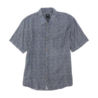 Navy Geometric Short Sleeve Button Down