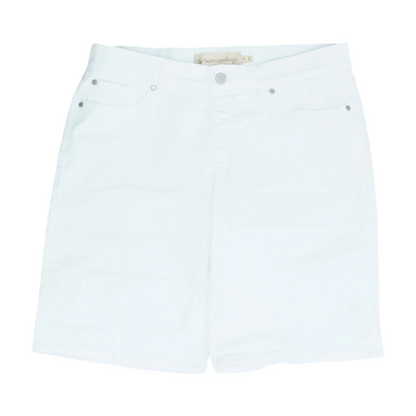 White Solid Denim Shorts