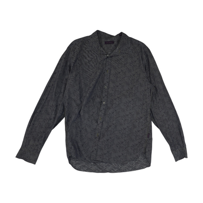 Gray Floral Long Sleeve Button Down