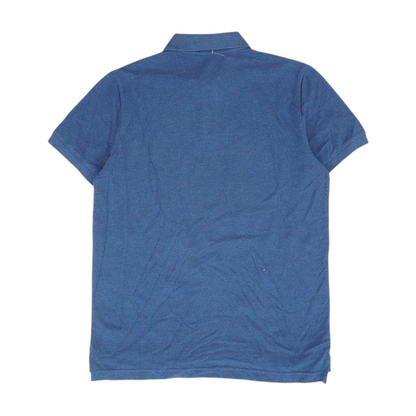 Blue Solid Short Sleeve Polo