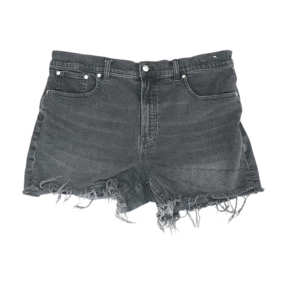 Black Solid Denim Shorts
