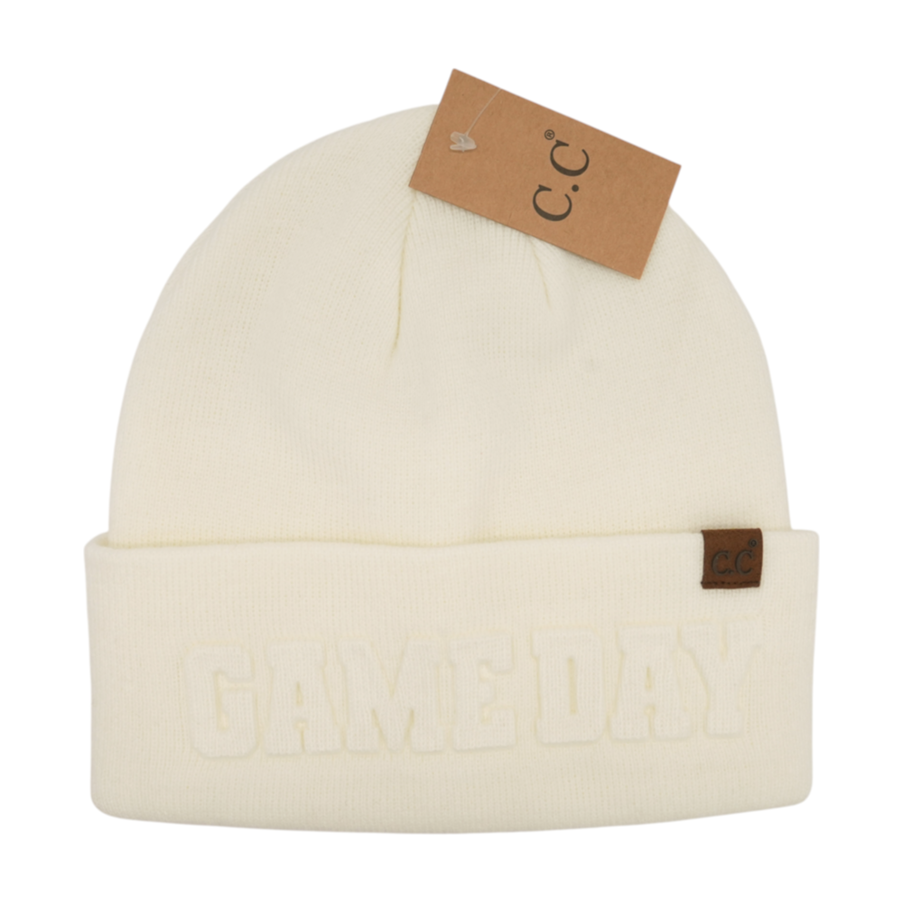 C.C White Game Day Beanie – Image 1