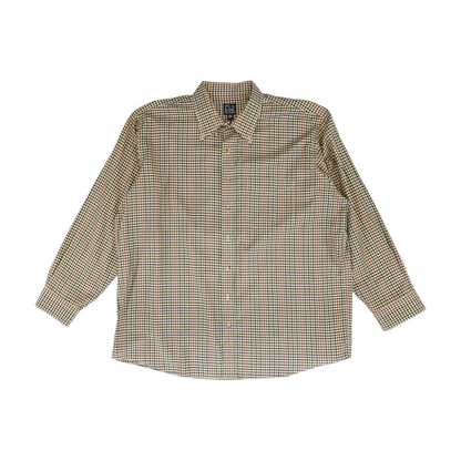 Tan Check Long Sleeve Button Down