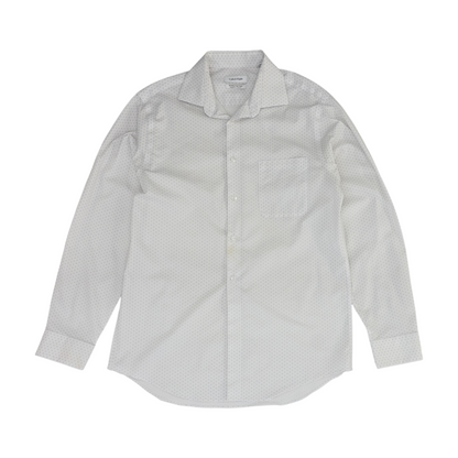 White Abstract Long Sleeve Button Down