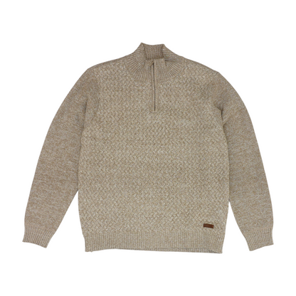 Beige Solid 1/4 Zip Sweater