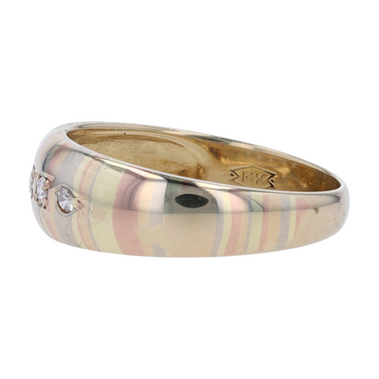 14K Tri-Tone Gold Band