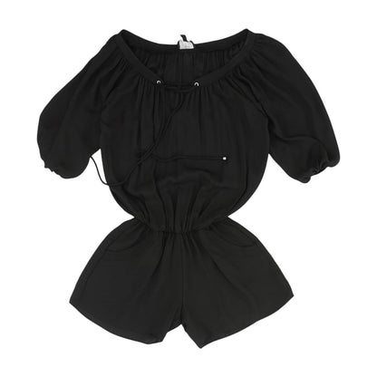 Black Solid Romper