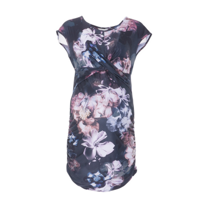 Black Maternity Floral Midi Dress