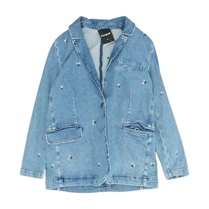 Blue Embroidery Detail Blazer