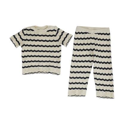 Beige Striped Long Sleeve Set