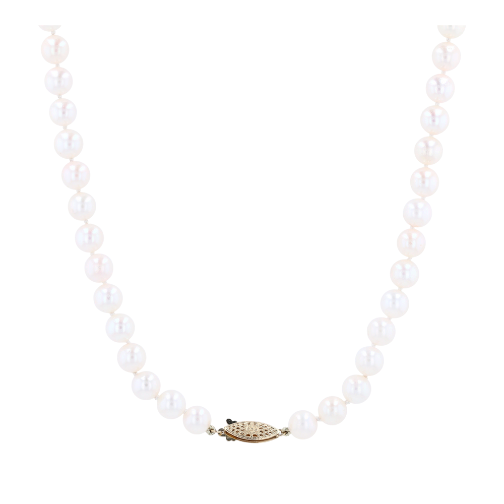 14K Yellow Gold Cultured Pearl Beaded Necklace