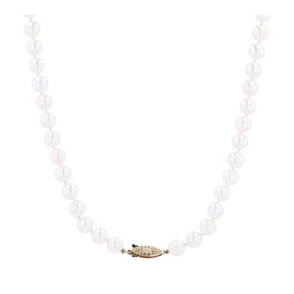 14K Yellow Gold Cultured Pearl Beaded Necklace