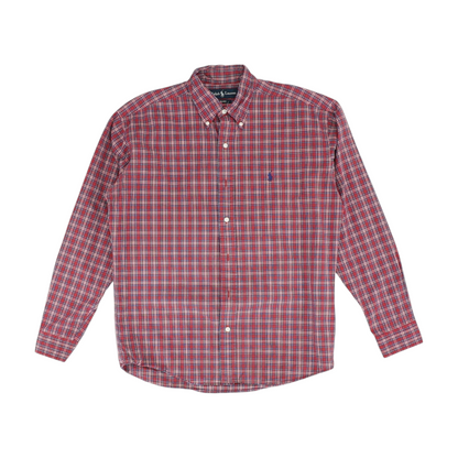 Red Plaid Long Sleeve Button Down