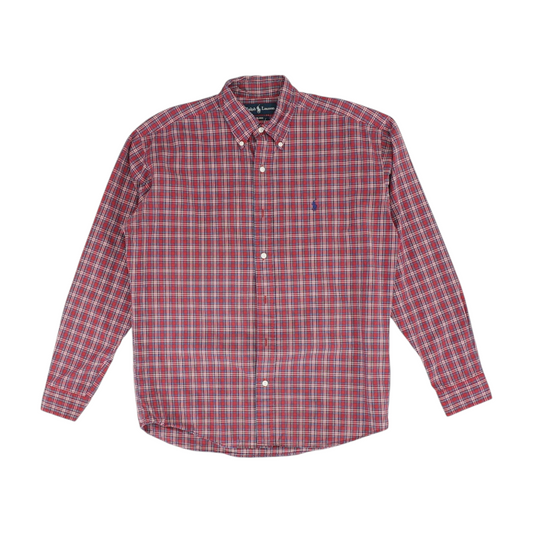 Red Plaid Long Sleeve Button Down