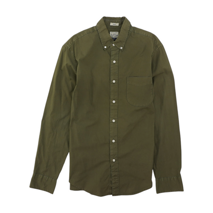 Green Solid Long Sleeve Button Down