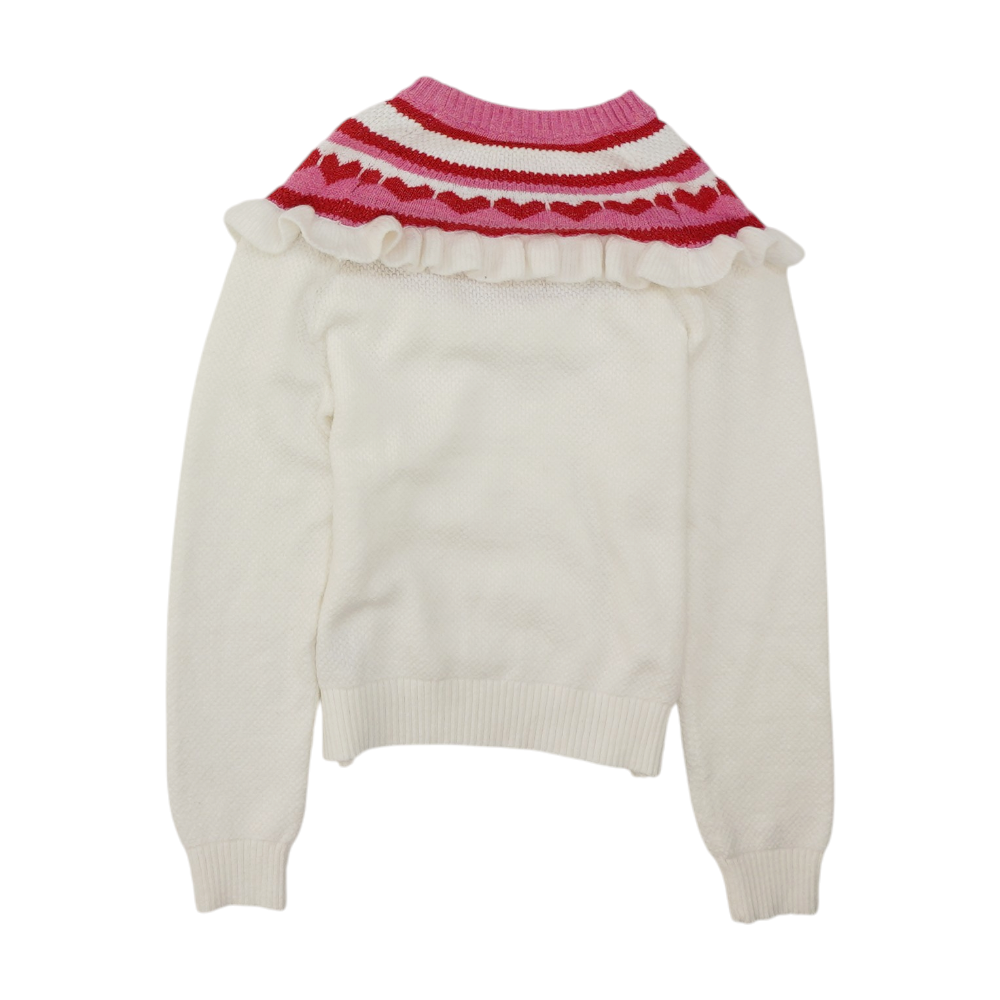 White Color Block Pullover Sweater