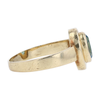 14K Yellow Gold Blue Stone Fashion Ring