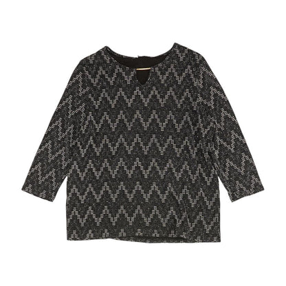 Black Chevron Long Sleeve Blouse
