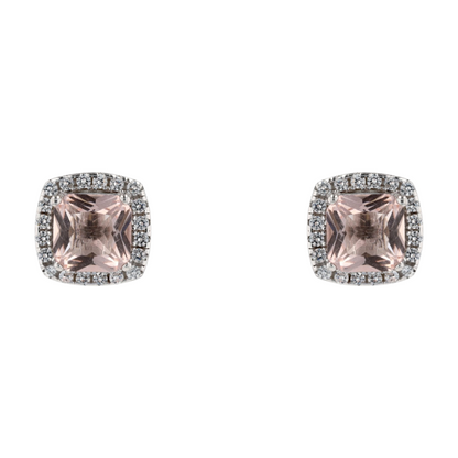Sterling Silver morganite Stud Earrings