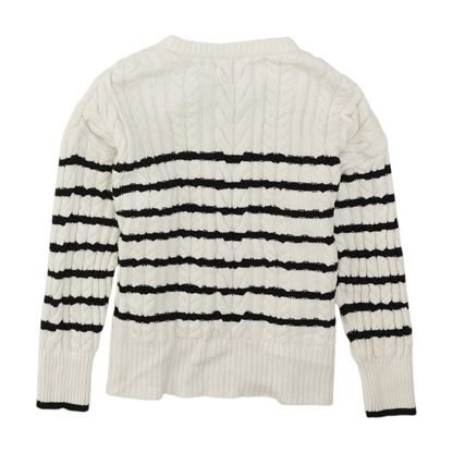 White Striped Pullover Sweater
