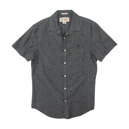 Indigo Polka Dot Short Sleeve Button Down