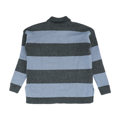 Gray Striped Pullover Sweater