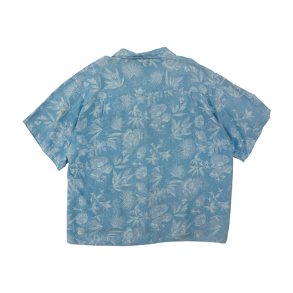 Vintage Blue Floral Short Sleeve Button Down