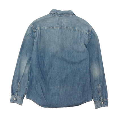 Blue Solid Flannel Button Down
