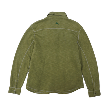 Green Solid Long Sleeve Button Down