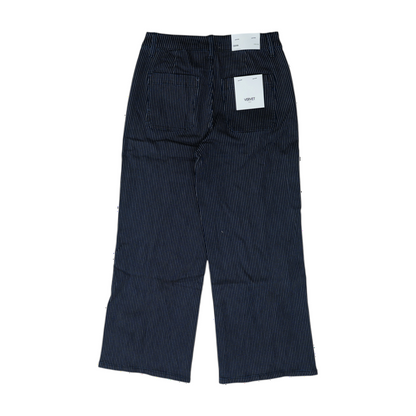 Navy Striped Wide Leg Jeans