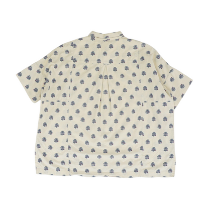 Beige Print Button Down