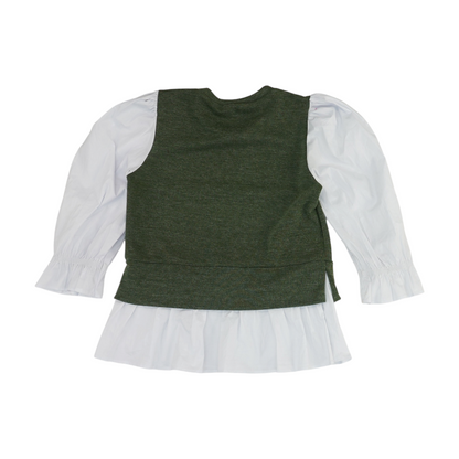 Green Color Block Blouse