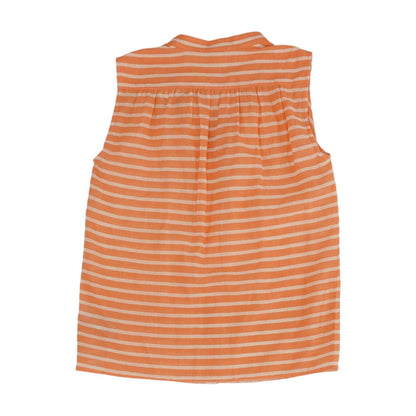 Coral Striped Sleeveless Blouse