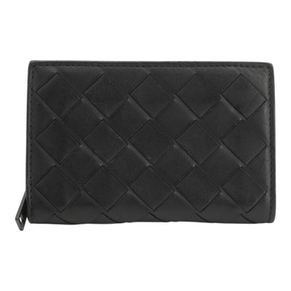 Black Intrecciato Leather Zippered Coin Purse