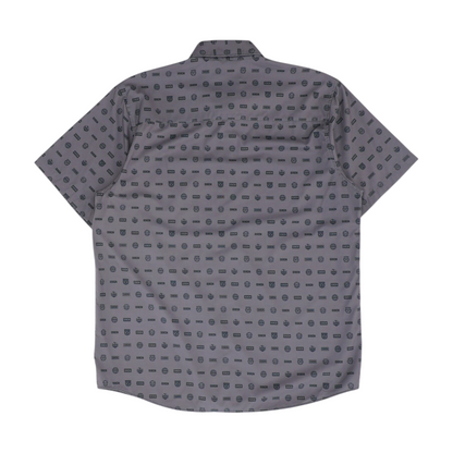 Gray Graphic Short Sleeve Button Down